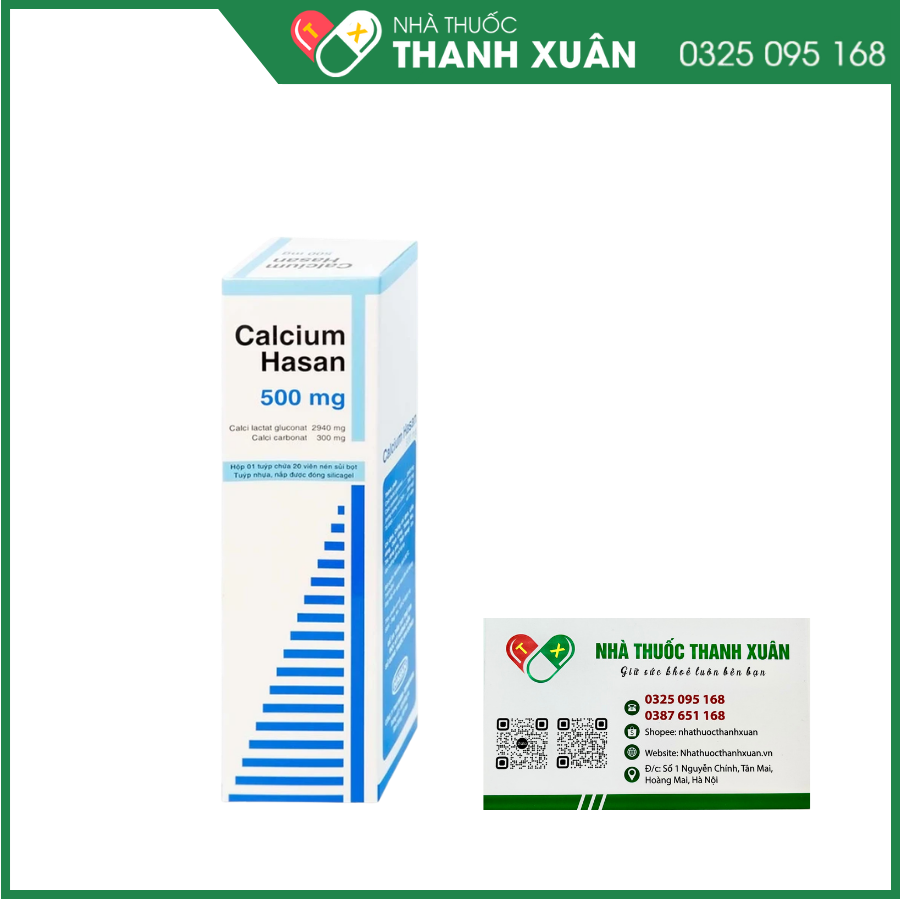 Viên sủi Calcium Hasan 500mg phòng và hỗ trợ điều trị bệnh loãng xương